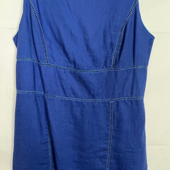 Kenar Linen Blue Sleeveless Dress Size 8 Natural & Breathable - Picture 9 of 12